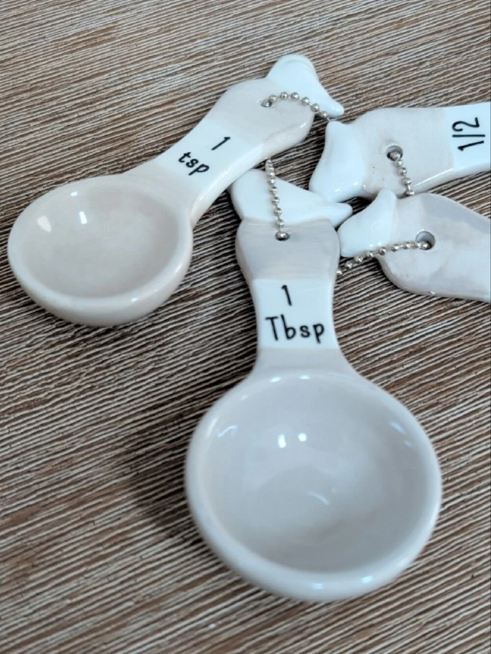 White Ceramic Measuring Spoon Set – 4 Piece Kitchen Baking Spoons